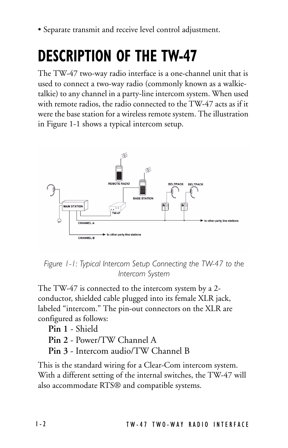 Description of the tw-47 | Clear-Com TW-47 User Manual | Page 10 / 30