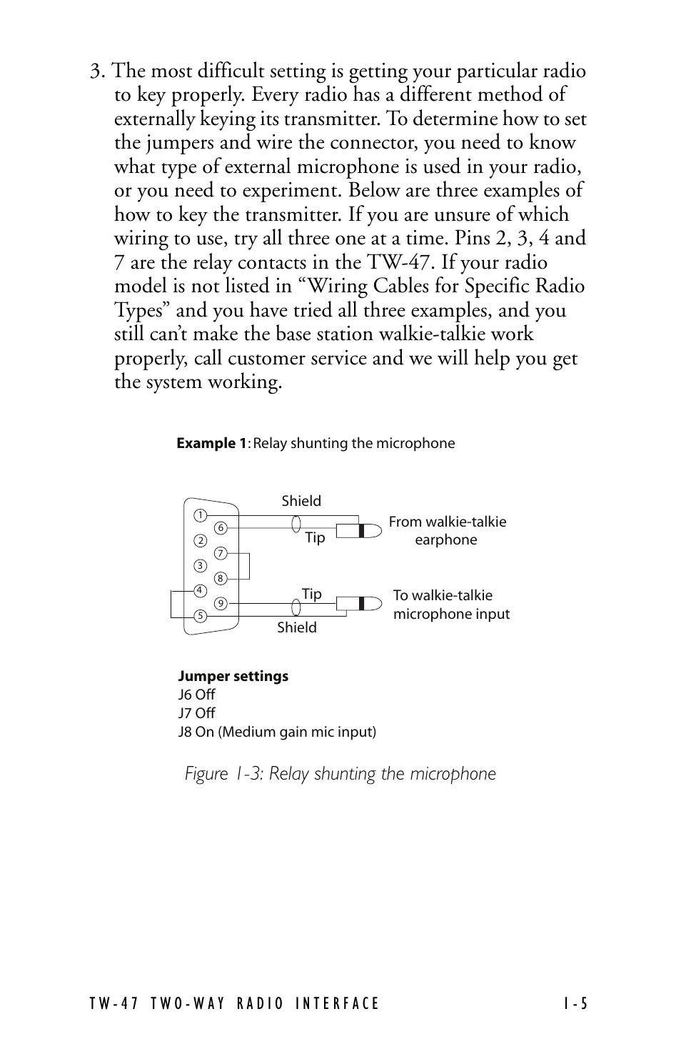 Figure 1-3: relay shunting the microphone | Clear-Com TW-47 User Manual | Page 13 / 30