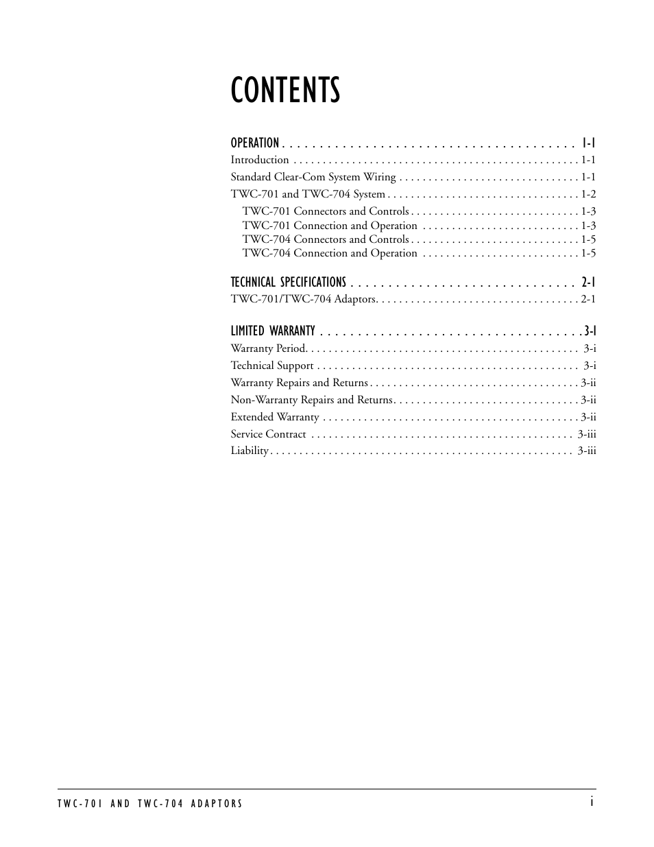 Clear-Com TWC-704 User Manual | Page 3 / 18