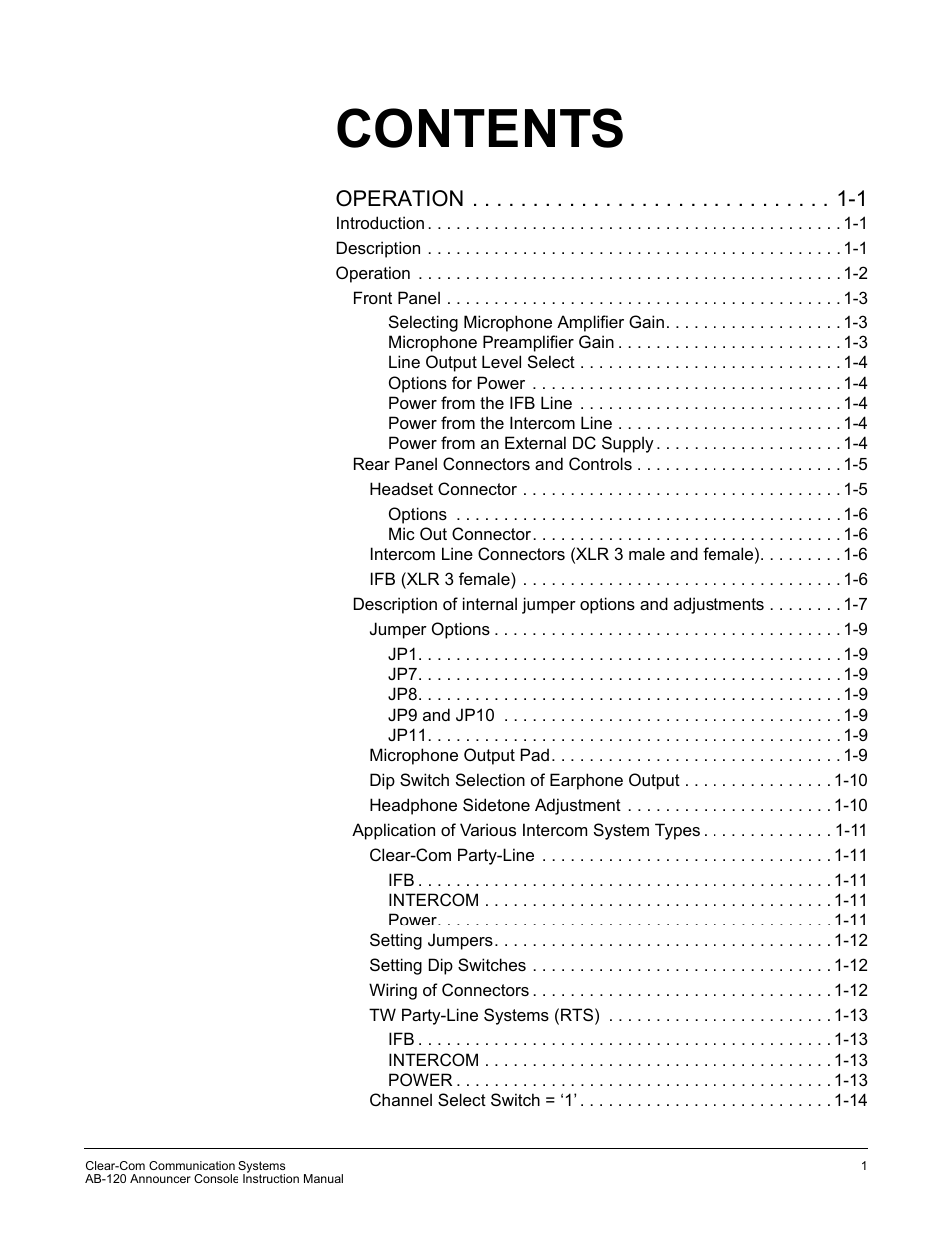 Clear-Com AB-120 User Manual | Page 3 / 35