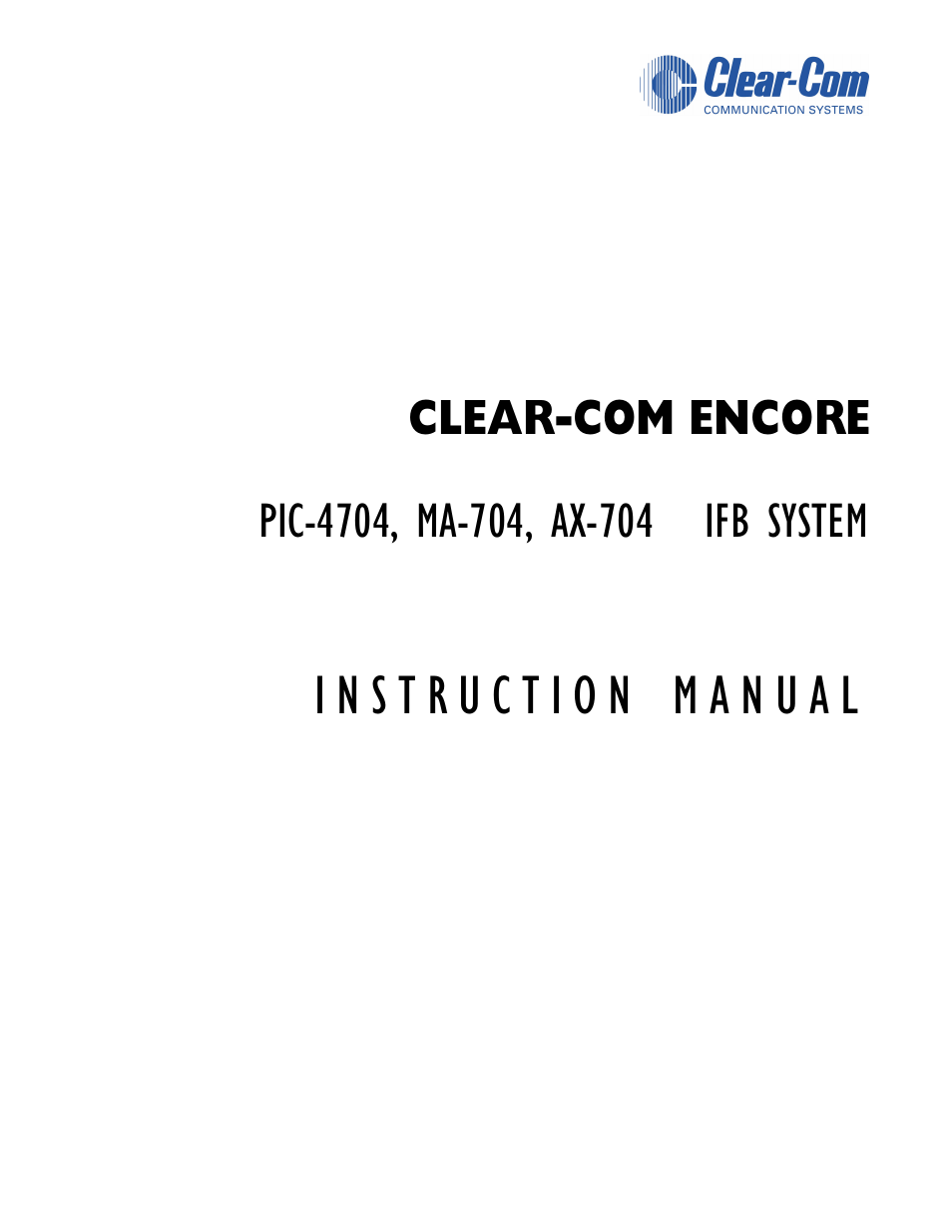 Clear-Com PIC-4704 User Manual | 30 pages