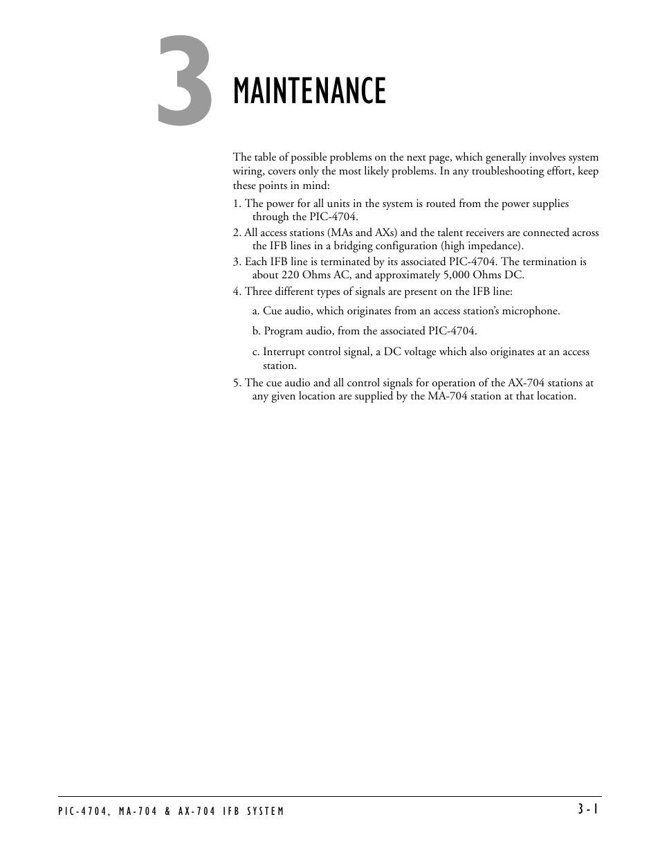 Maintenance, Maintenance -1 | Clear-Com PIC-4704 User Manual | Page 21 / 30