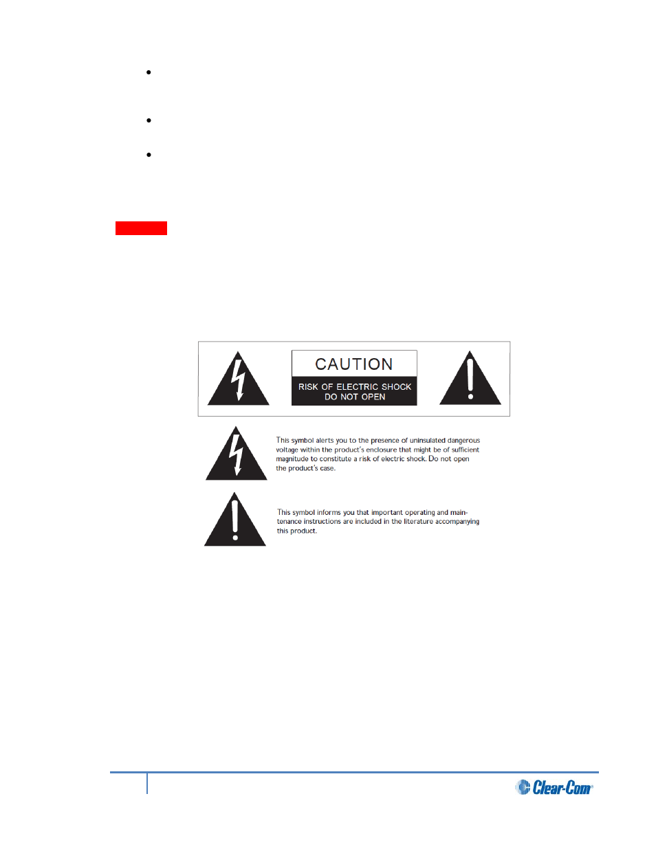 1 safety symbols, 2 further information, Further information | Clear-Com HLI-FBS User Manual | Page 7 / 197