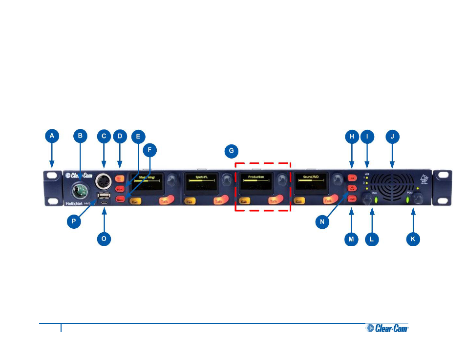 2 user interfaces, 1 hms-4x main station: front panel, User interfaces | Hms-4x main station: front panel | Clear-Com HLI-FBS User Manual | Page 12 / 143