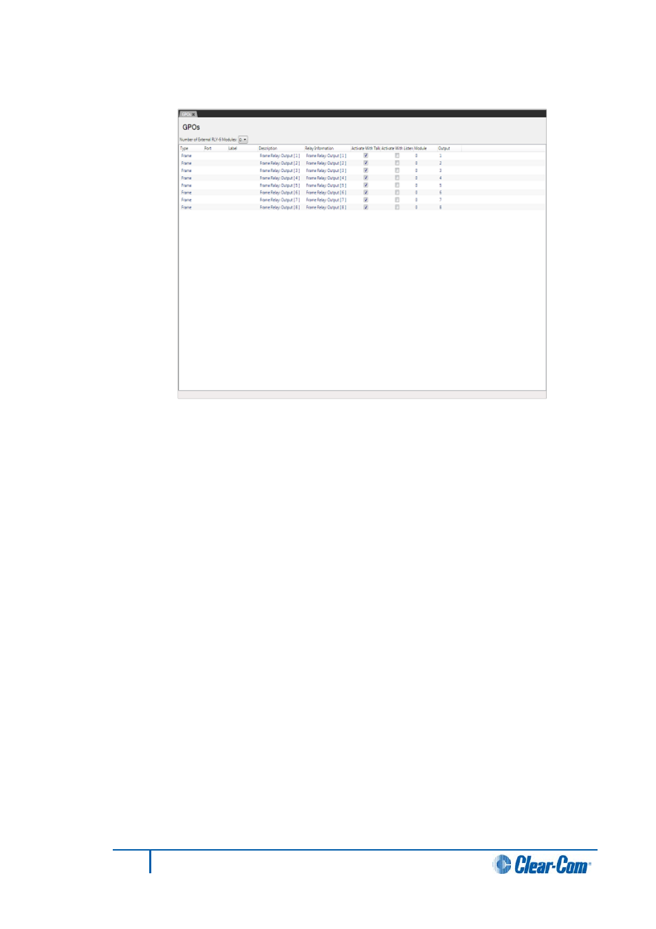 1 adding rly-6 modules, 2 configuring gpos, 24 configuring the e-fib fiber card | Adding rly-6 modules, Configuring gpos, Configuring the e-fib fiber card | Clear-Com HX System Frames User Manual | Page 102 / 290