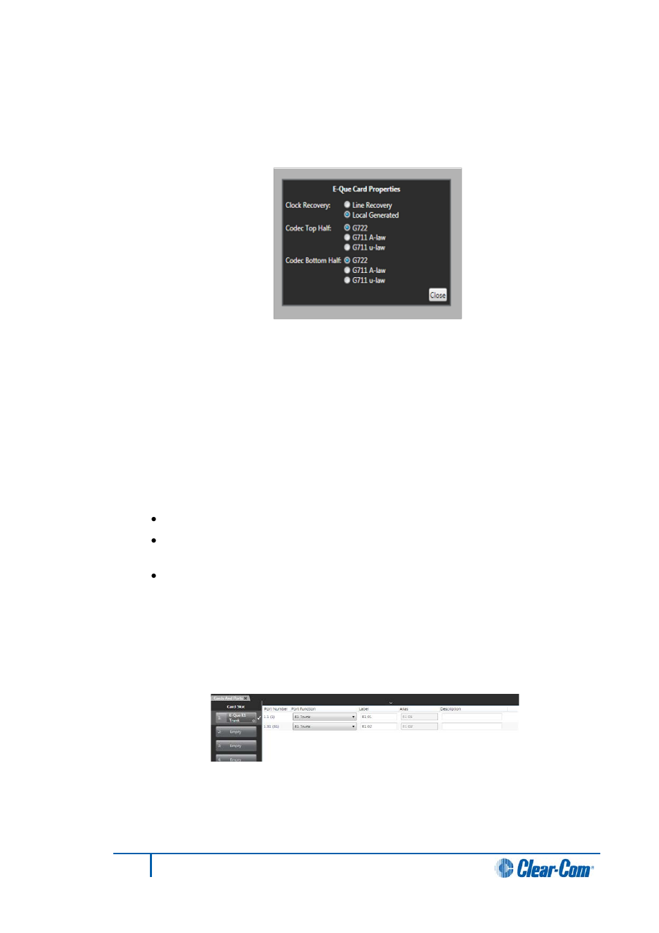 4 card properties, 5 codec, 28 e1 trunk | Card properties, Codec, E1 trunk | Clear-Com HX System Frames User Manual | Page 108 / 290