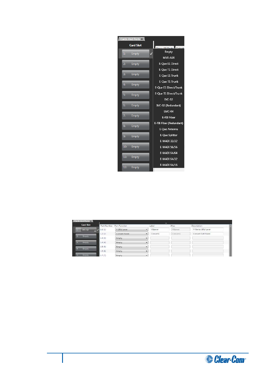 1 port number, 2 port function, 3 label | Port number, Port function, Label | Clear-Com HX System Frames User Manual | Page 119 / 290