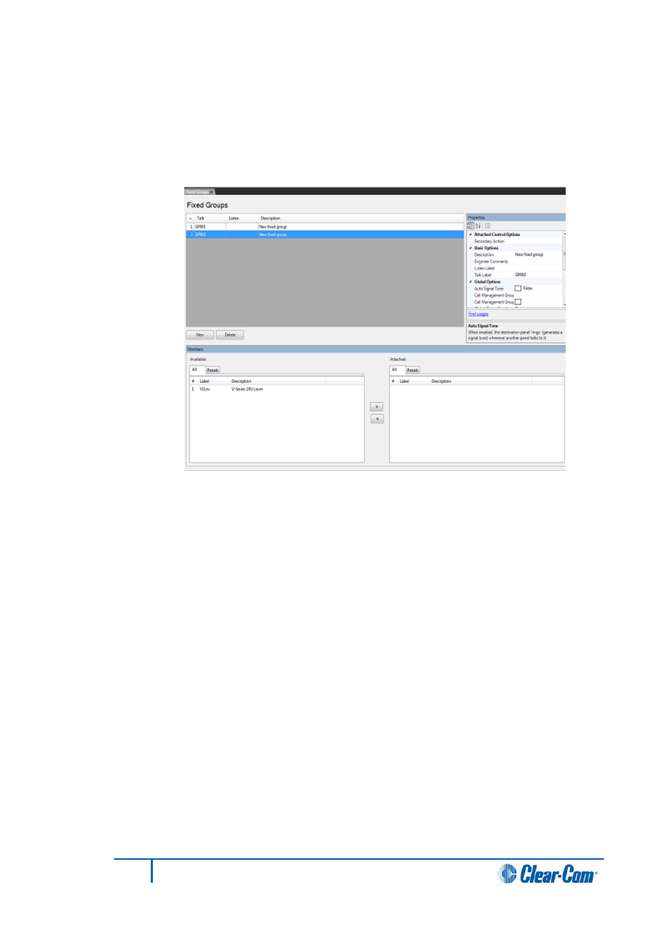 1 fixed groups setup and configuration, Fixed groups setup and configuration | Clear-Com HX System Frames User Manual | Page 131 / 290