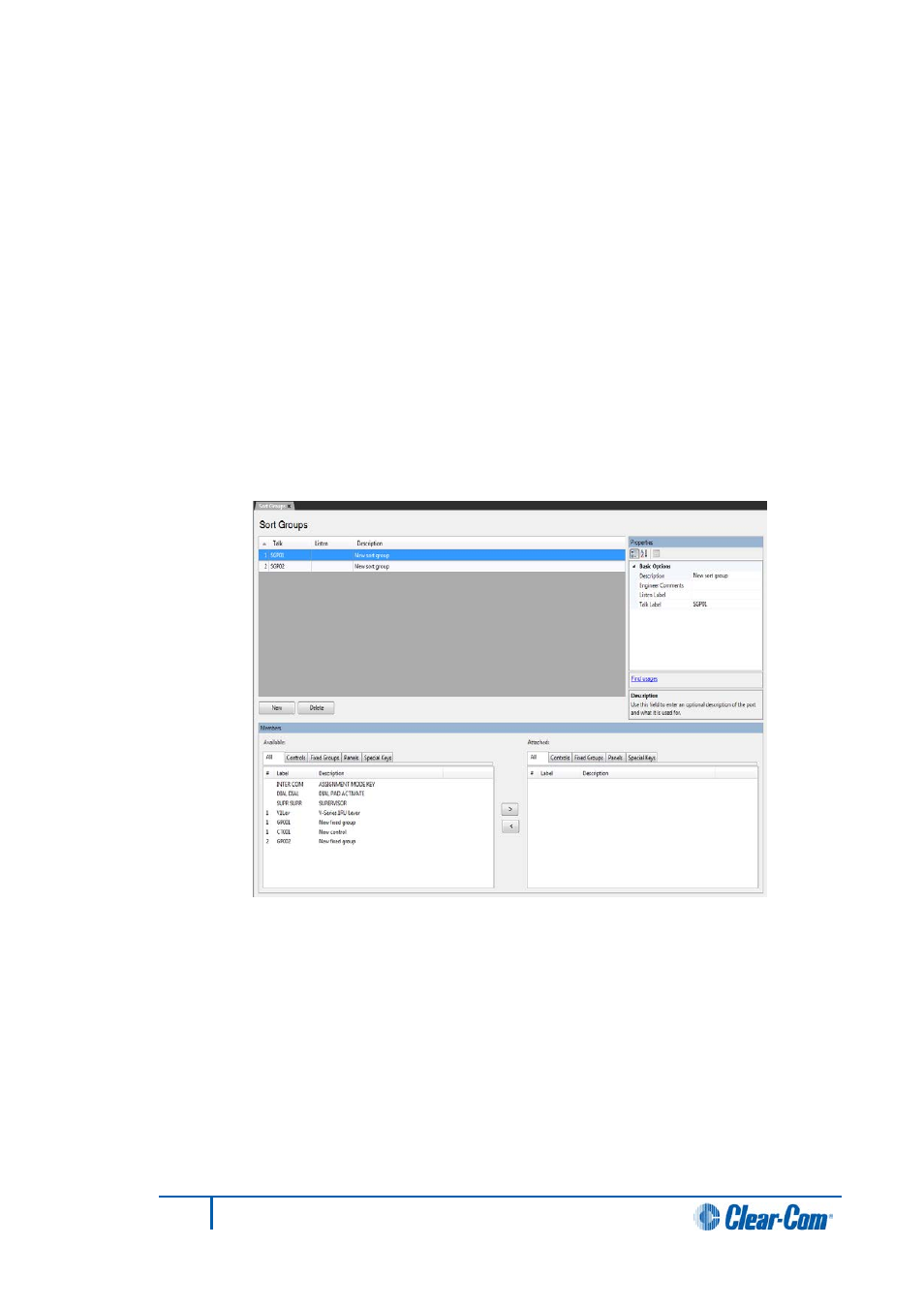 2 fixed group attached controls, 3 fixed group basic options, Fixed group attached controls | Fixed group basic options | Clear-Com HX System Frames User Manual | Page 132 / 290