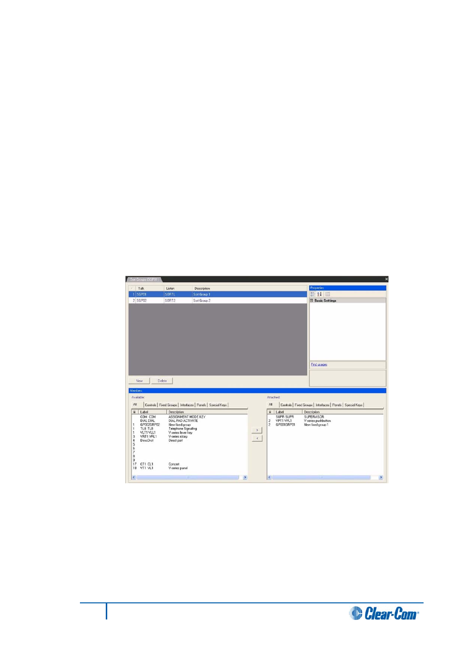 Global group numbers, 46 sort groups, Sort groups | Clear-Com HX System Frames User Manual | Page 136 / 290