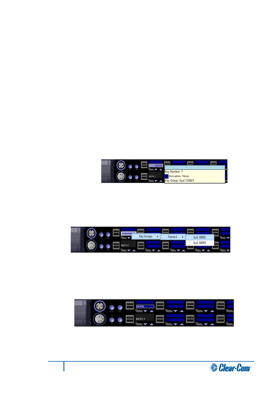 Engineer comments, Listen label, Talk label | 2 key group members, Key group members | Clear-Com HX System Frames User Manual | Page 139 / 290