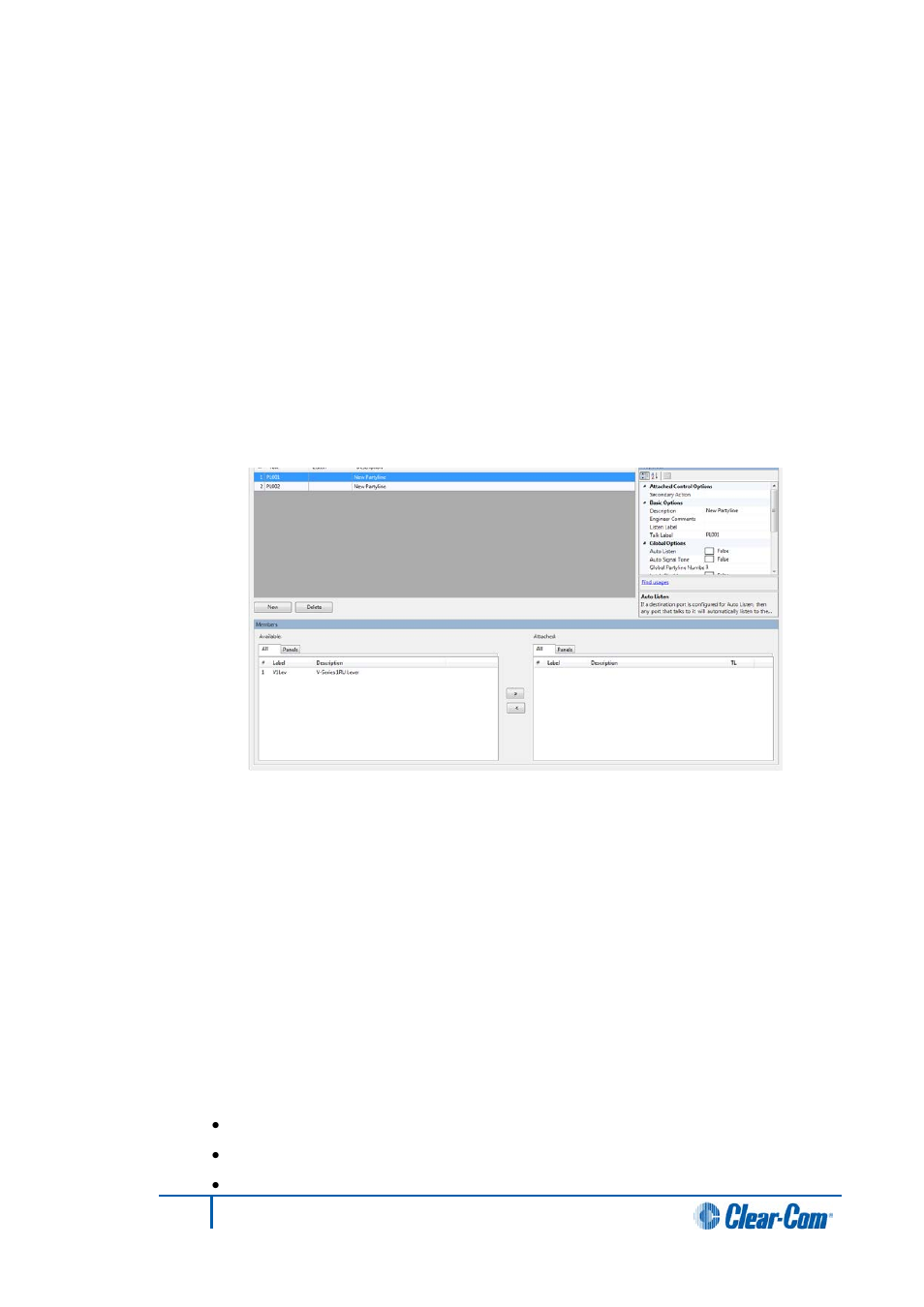 1 partyline attached controls, 2 partyline basic options, Partyline attached controls | Partyline basic options | Clear-Com HX System Frames User Manual | Page 142 / 290