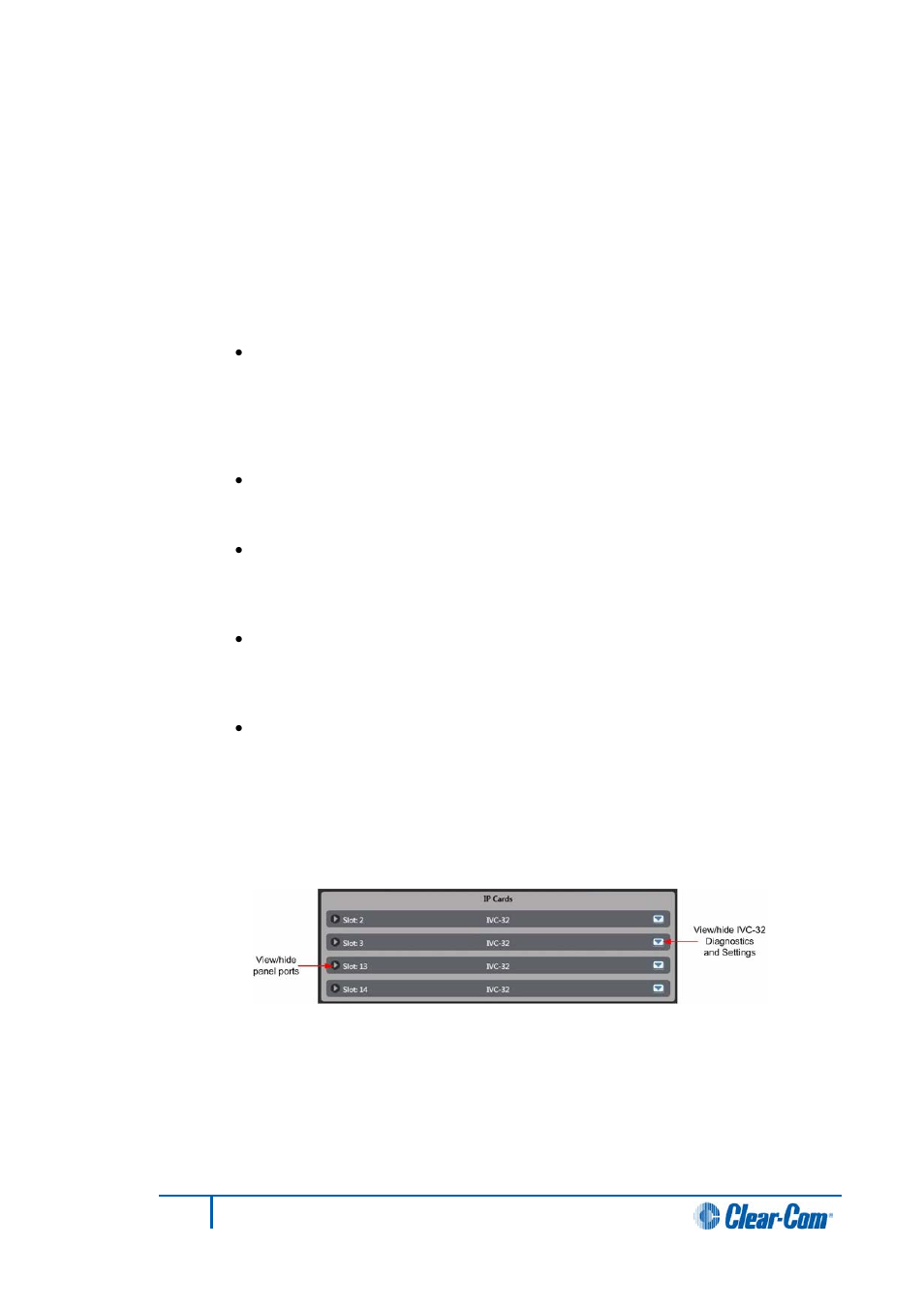 3 assigning a panel to an ivc-32 port, 4 ip cards, Assigning a panel to an ivc-32 port | Ip cards | Clear-Com HX System Frames User Manual | Page 172 / 290