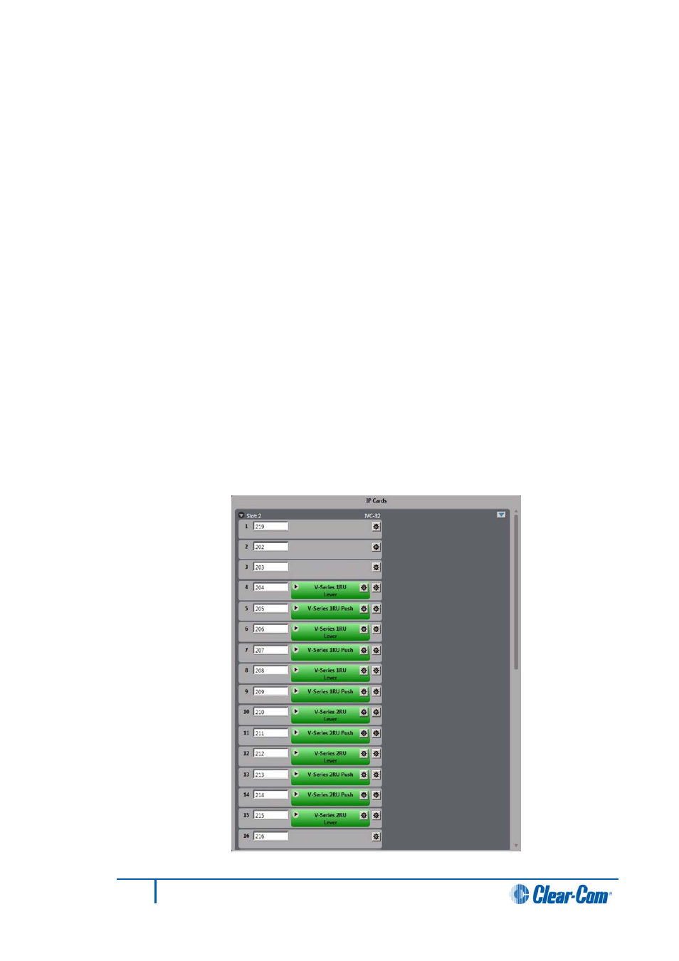 External ip address, Ip address, Ip port | Restart blocked connections, 6 ivc-32 card panel list, Ivc-32 card panel list | Clear-Com HX System Frames User Manual | Page 175 / 290