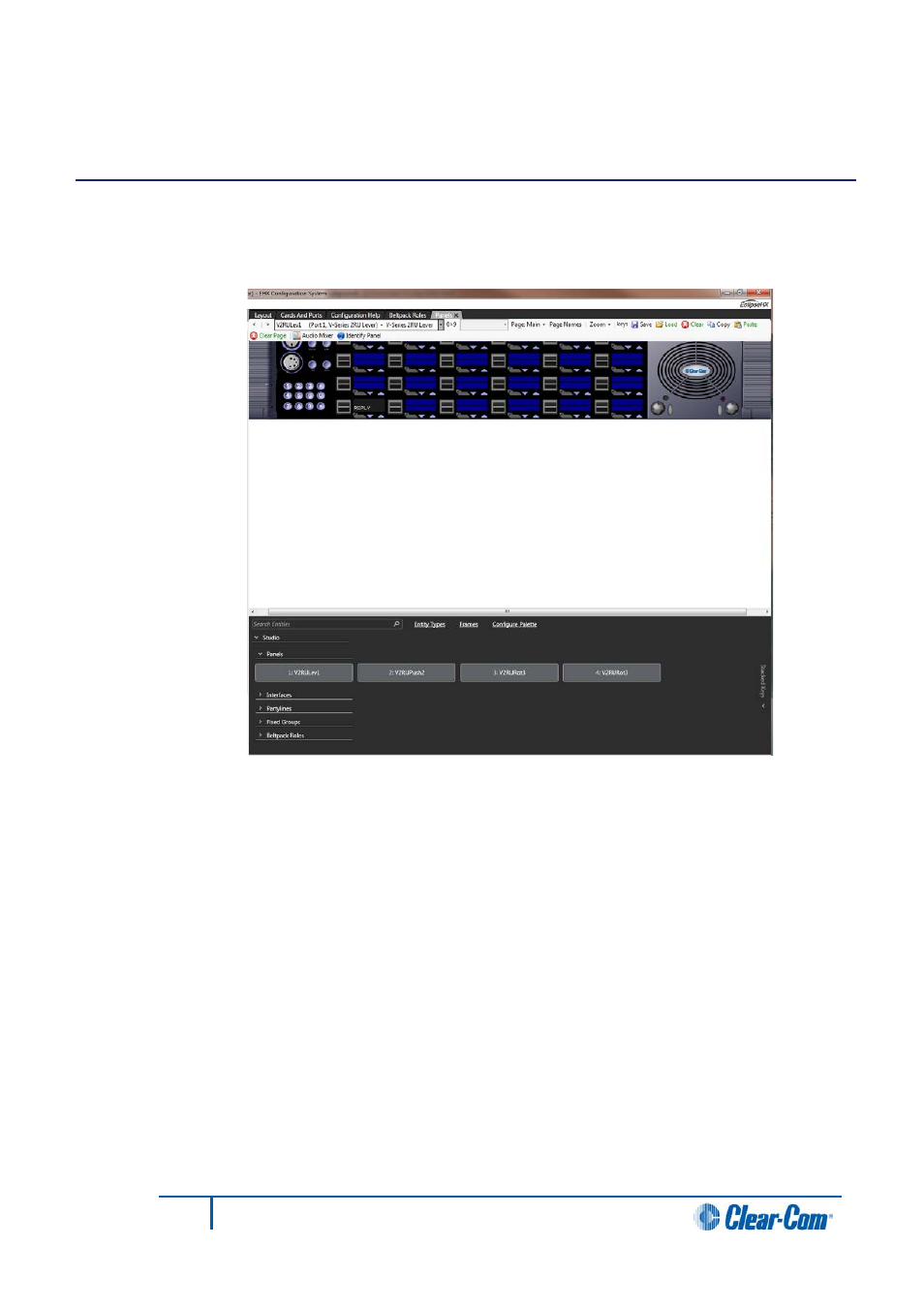 7 panel programming, 1 the panel programming screen, Panel programming | The panel programming screen, 7panel programming | Clear-Com HX System Frames User Manual | Page 181 / 290