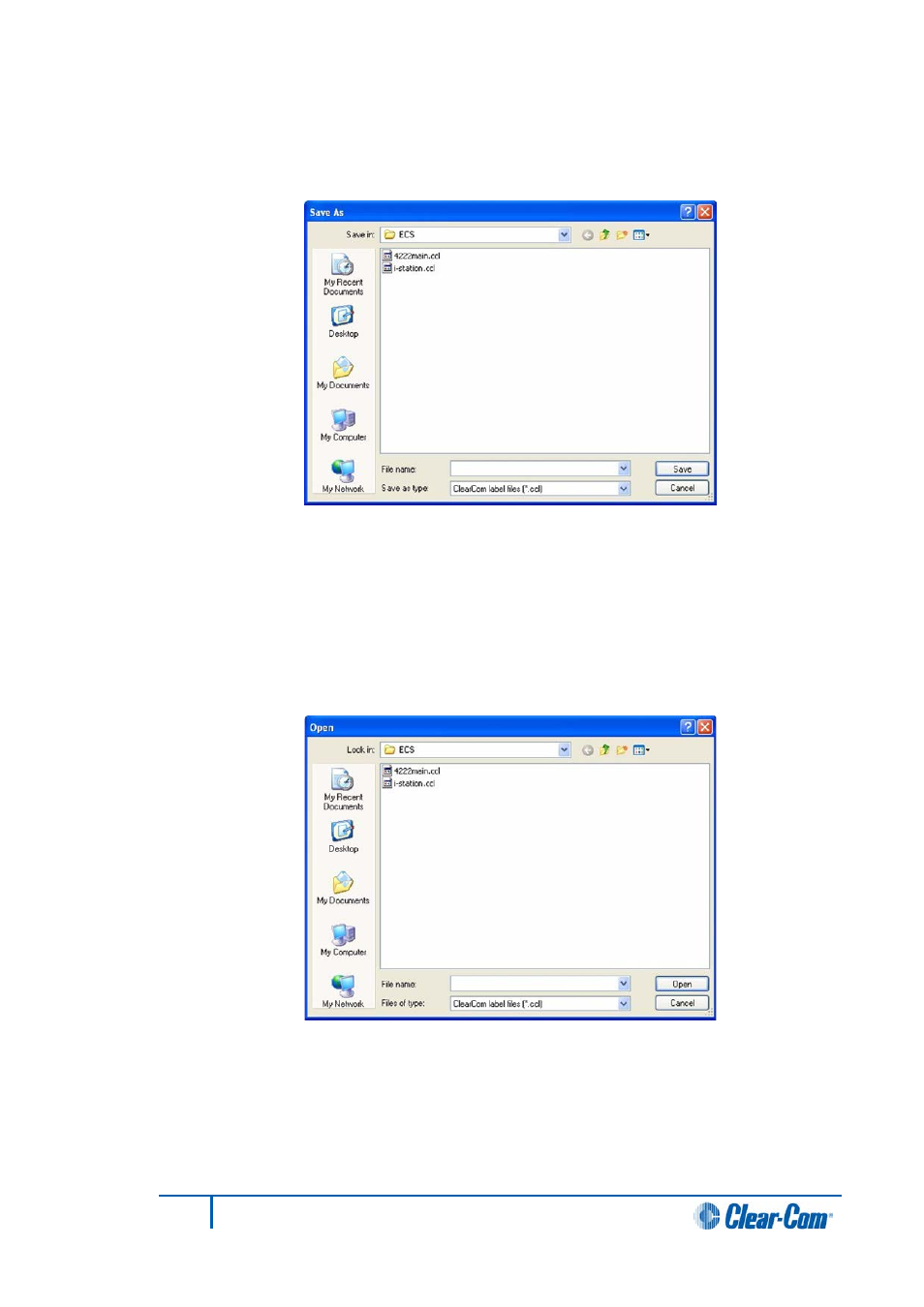 2 save, 3 load, Save | Load | Clear-Com HX System Frames User Manual | Page 199 / 290