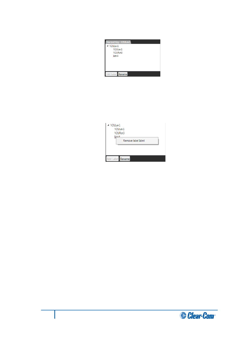 3 removing labels from a stacked key, 4 palette options, Removing labels from a stacked key | Palette options | Clear-Com HX System Frames User Manual | Page 211 / 290