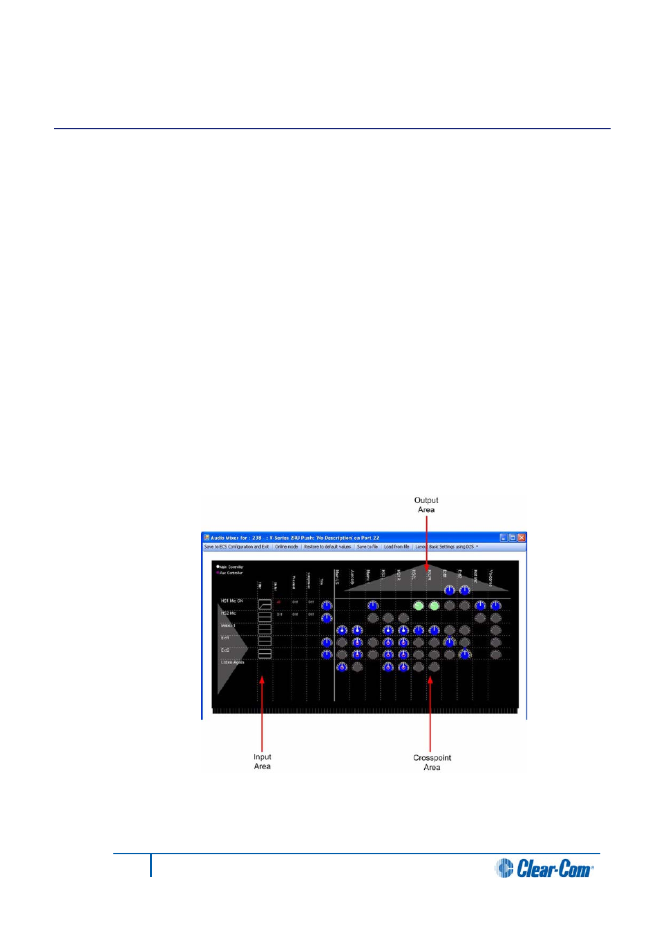 8 audio mixer, 1 introduction to audio mixer, 2 audio mixer panel | Audio mixer, Introduction to audio mixer, Audio mixer panel, 8audio mixer | Clear-Com HX System Frames User Manual | Page 221 / 290