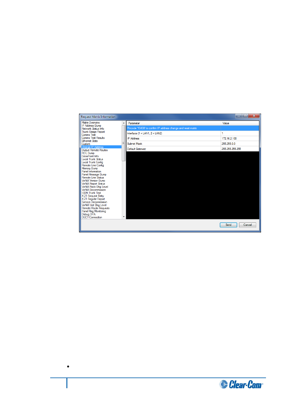 Ethernet stats, Change ip address, Custom | 2 audio alerts, Audio alerts | Clear-Com HX System Frames User Manual | Page 272 / 290