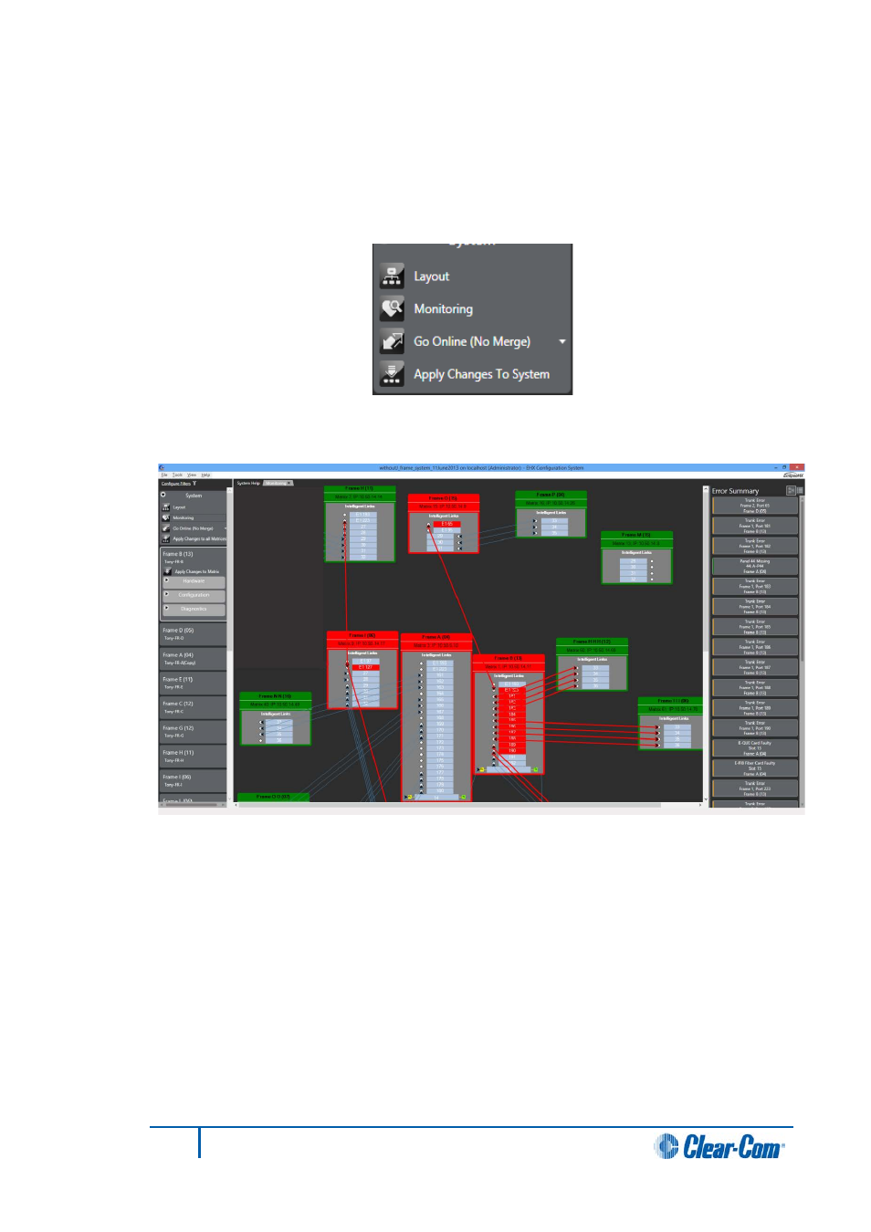 4 system monitoring, System monitoring | Clear-Com HX System Frames User Manual | Page 275 / 290