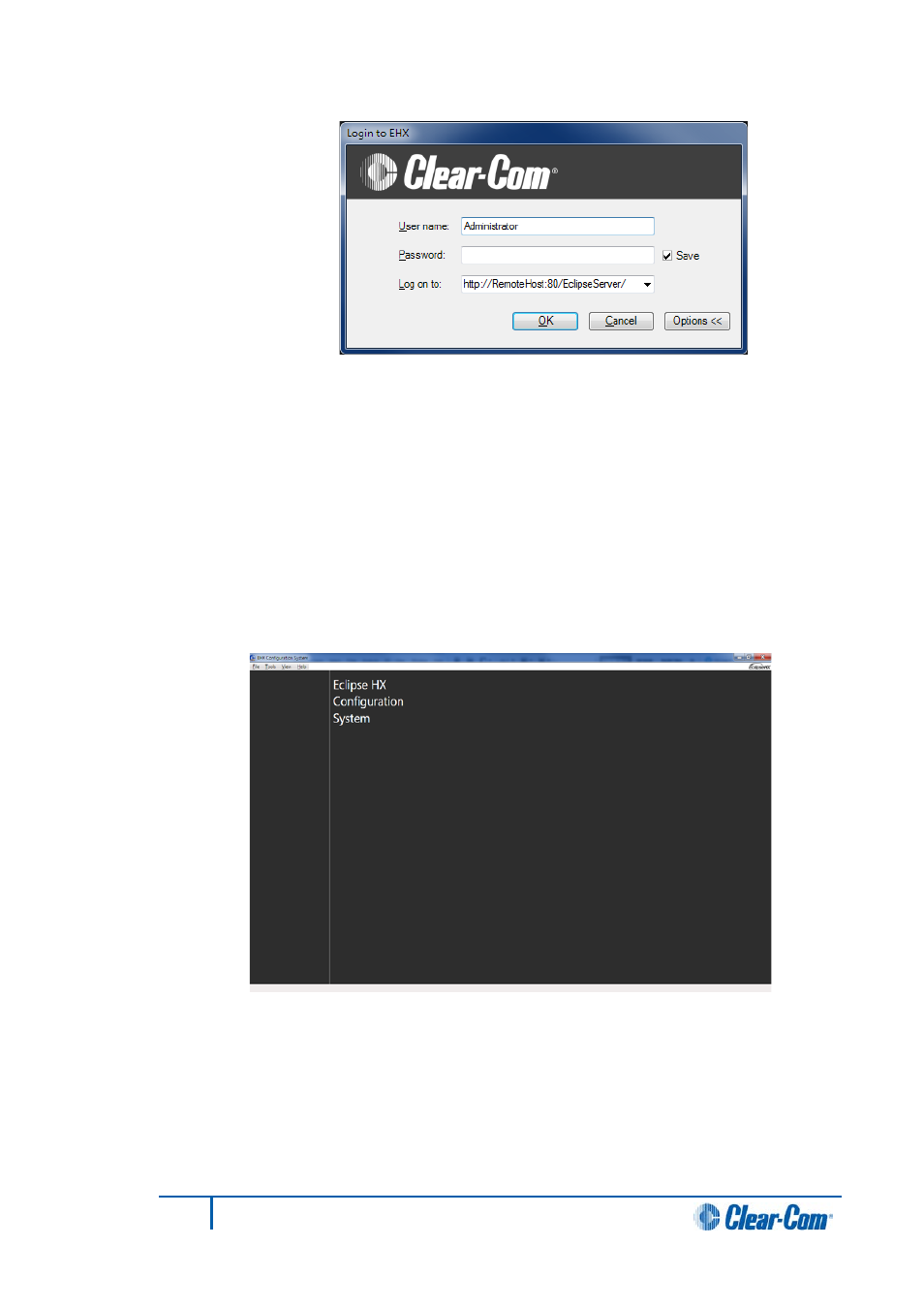 First screen after log in | Clear-Com HX System Frames User Manual | Page 30 / 290