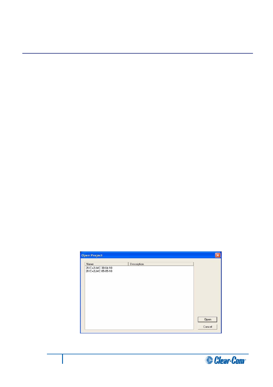 4 managing configurations and users, 1 introduction, 1 creating a new project | 2 opening a project, Managing configurations and users, Introduction, Creating a new project, Opening a project, 4managing configurations and users | Clear-Com HX System Frames User Manual | Page 60 / 290