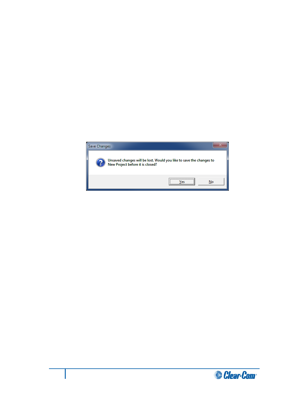 Password protection override, 3 closing a project, 4 importing and exporting a project | Closing a project, Importing and exporting a project | Clear-Com HX System Frames User Manual | Page 61 / 290