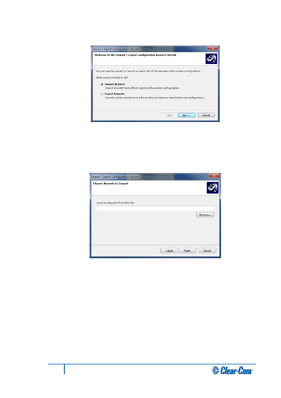 Exporting configuration keysets | Clear-Com HX System Frames User Manual | Page 63 / 290