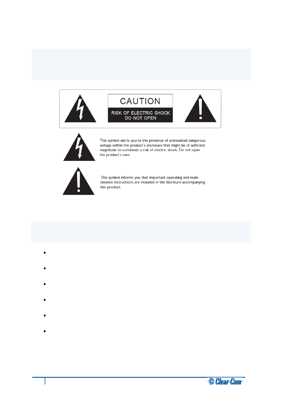 Safety symbols, Mains power cord | Clear-Com HX System Frames User Manual | Page 7 / 86