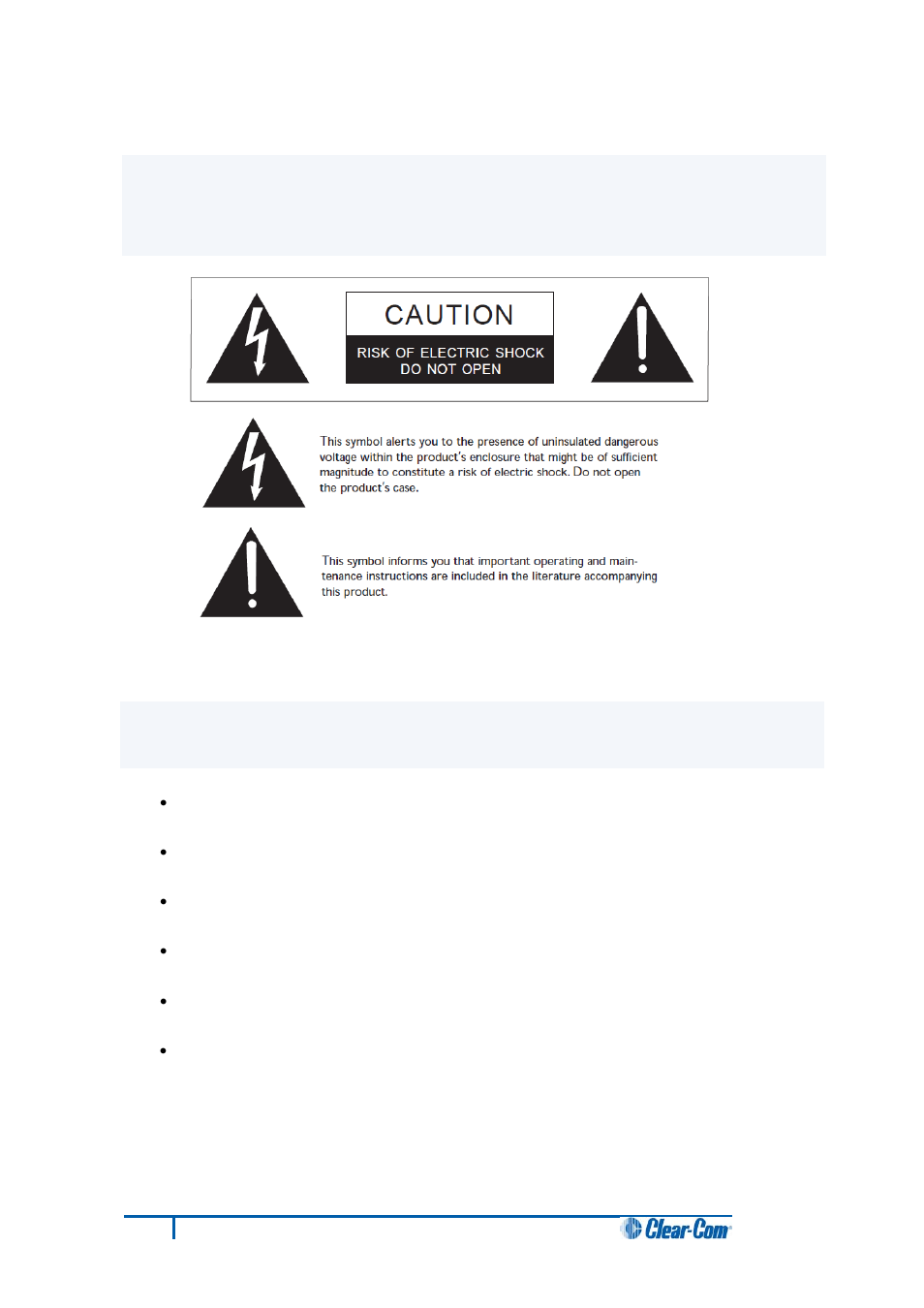 Safety symbols, Mains power cord | Clear-Com HX System Frames User Manual | Page 7 / 70