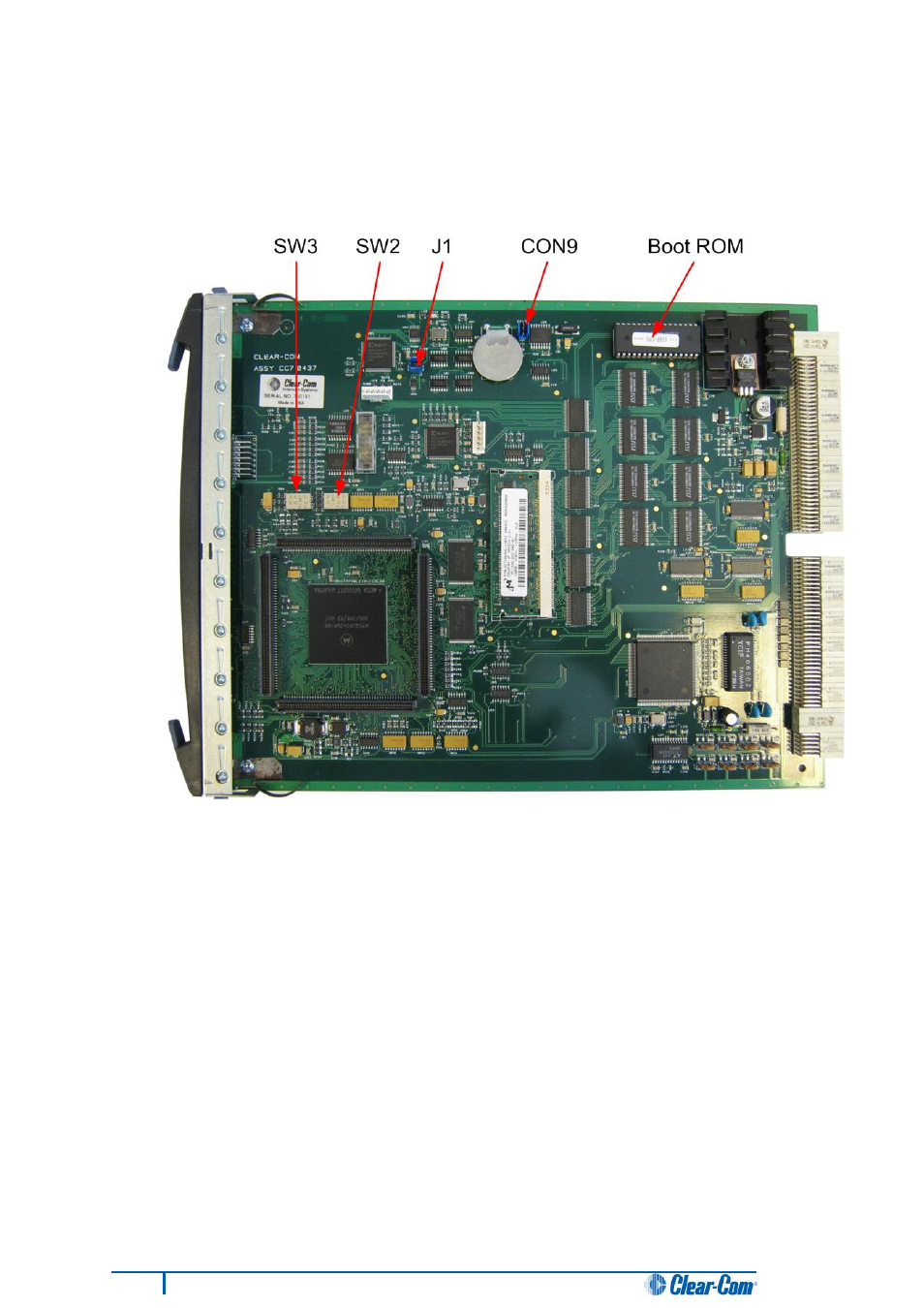 Appendix a: cpu card layout, Appendix a, Cpu card layout | Clear-Com HX System Frames User Manual | Page 160 / 186