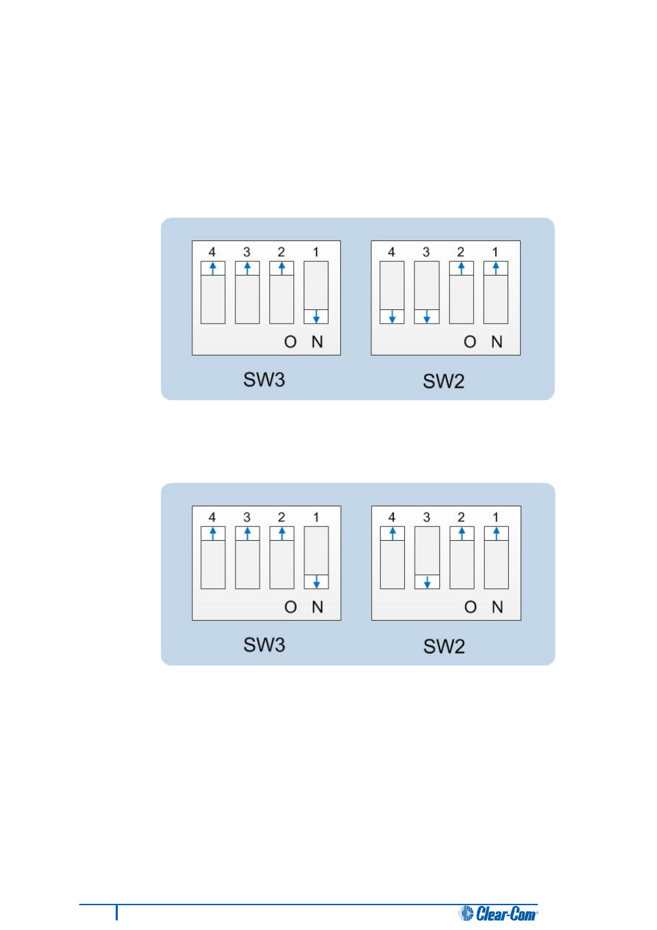 Appendix b: cpu card dip switches, Appendix b, Cpu card dip switches | Clear-Com HX System Frames User Manual | Page 161 / 186