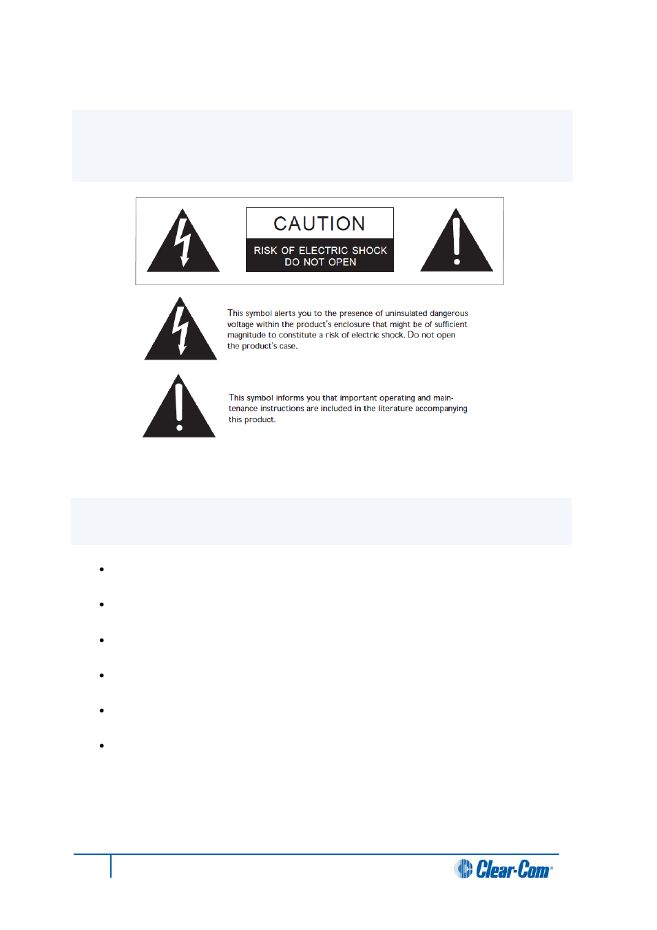 Safety symbols, Mains power cord | Clear-Com HX System Frames User Manual | Page 10 / 145