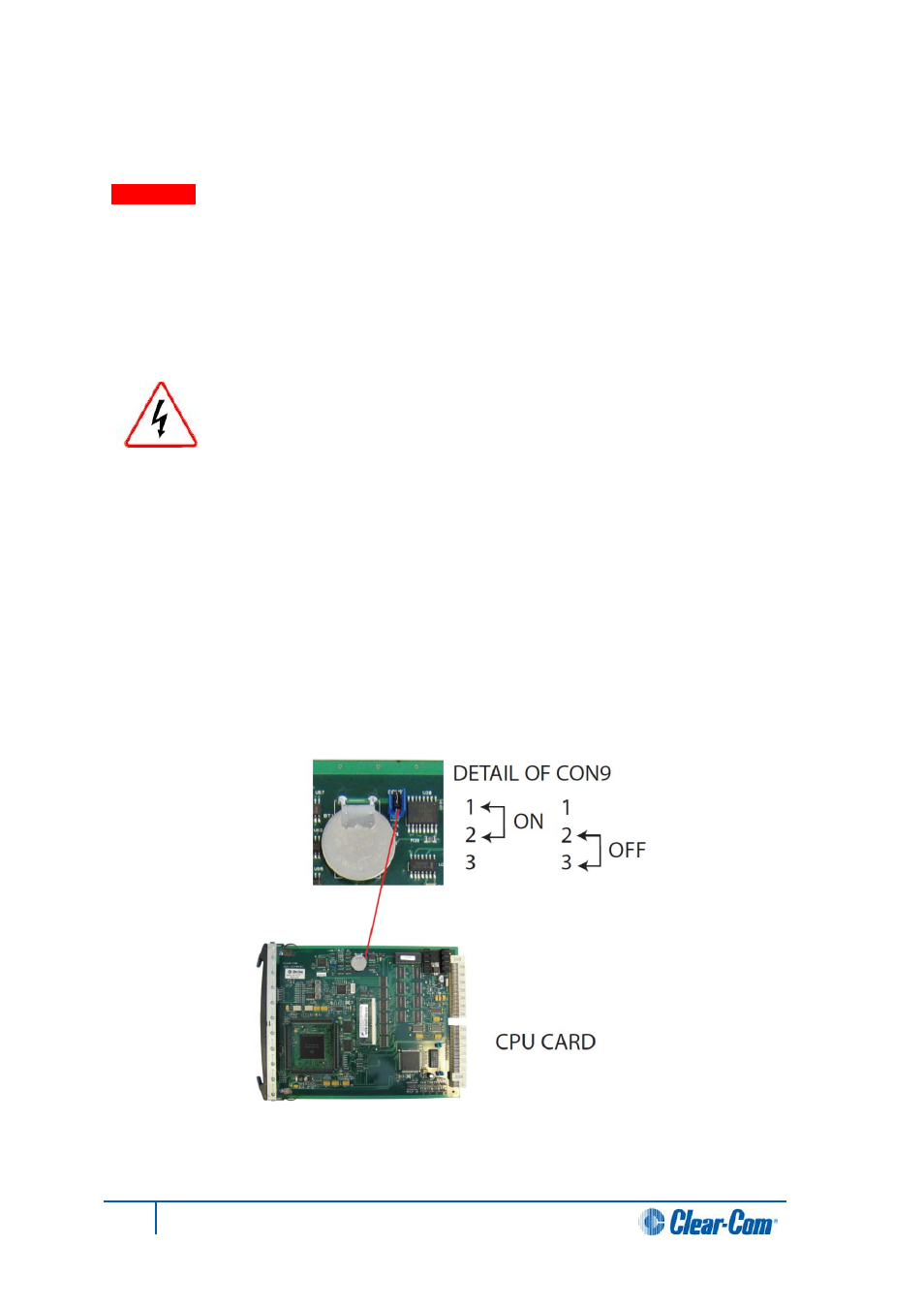 3 reconnecting the cpu card backup battery, Reconnecting the cpu card backup battery | Clear-Com HX System Frames User Manual | Page 28 / 145