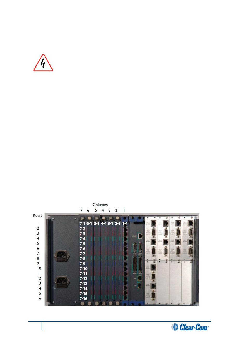 4 static sensitivity, 5 hot patching (hot plugging), 6 analog port numbering | Static sensitivity, Hot patching (hot plugging), Analog port numbering | Clear-Com HX System Frames User Manual | Page 37 / 145