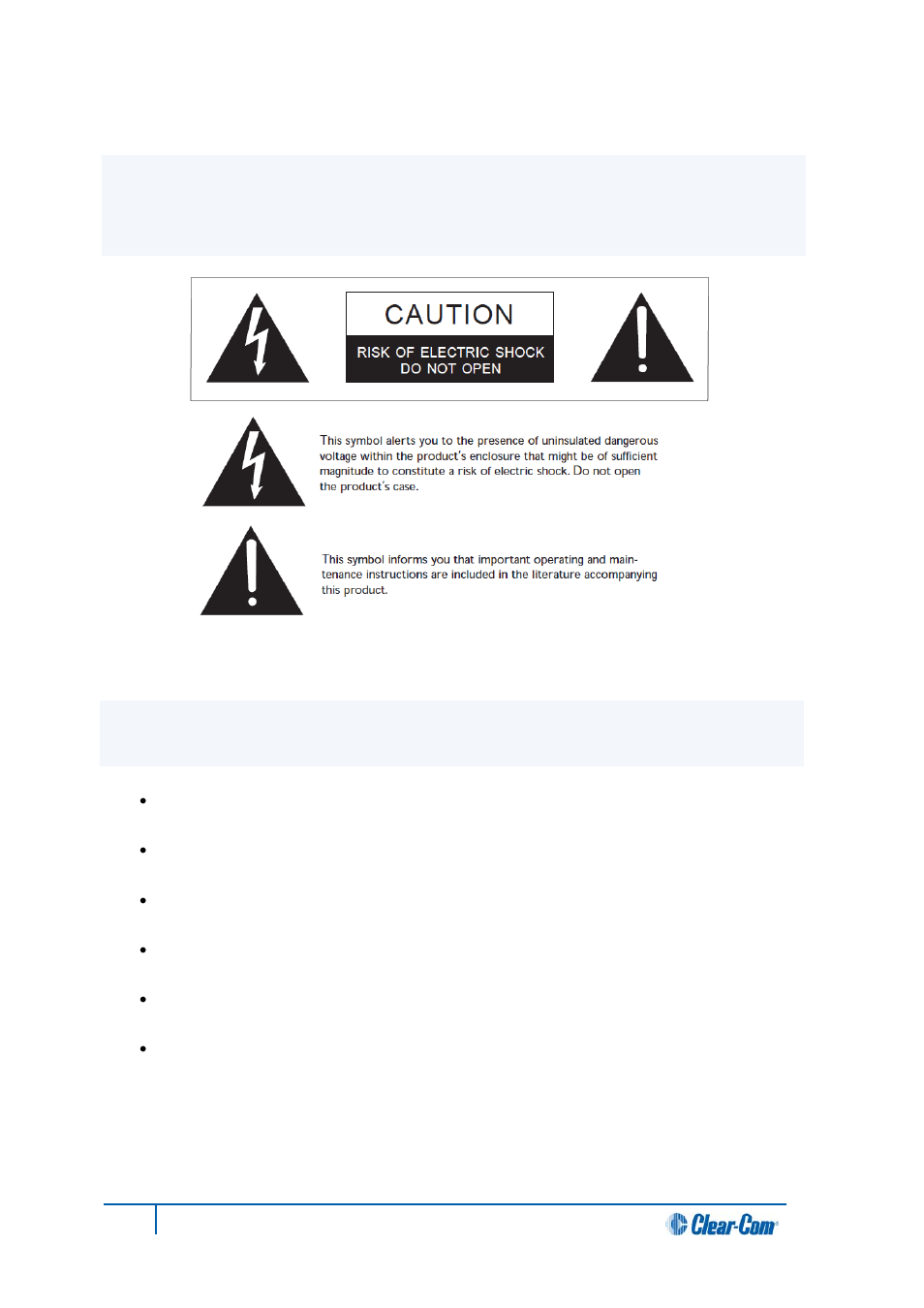 Safety symbols, Mains power cord | Clear-Com HX System Frames User Manual | Page 10 / 145