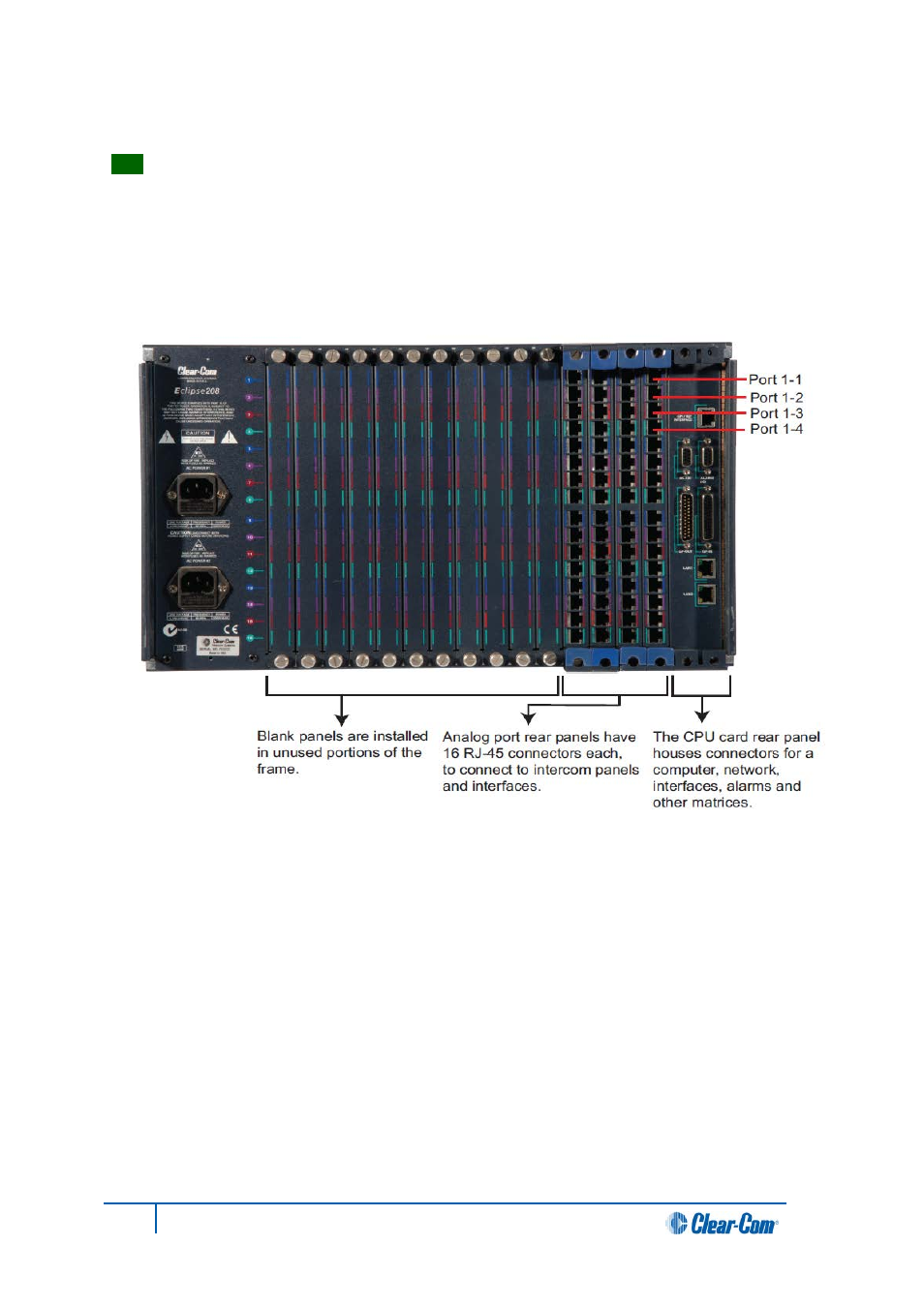 9 connecting the matrix, Connecting the matrix | Clear-Com HX System Frames User Manual | Page 68 / 145