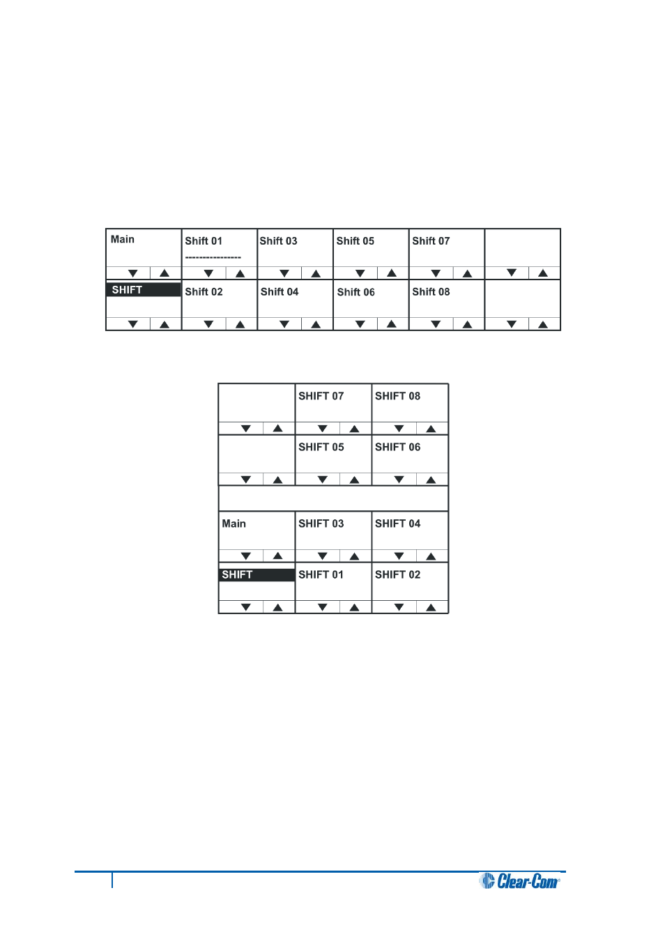 14 shift menu, Shift menu | Clear-Com V12PDDXY User Manual | Page 109 / 187