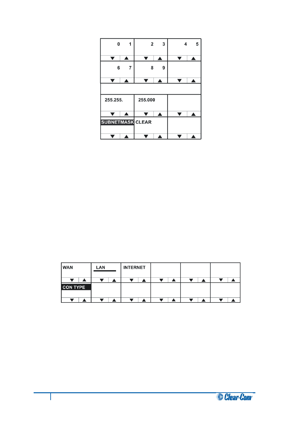 8 con type (connection type) menu, Con type (connection type) menu | Clear-Com V12PDDXY User Manual | Page 128 / 187