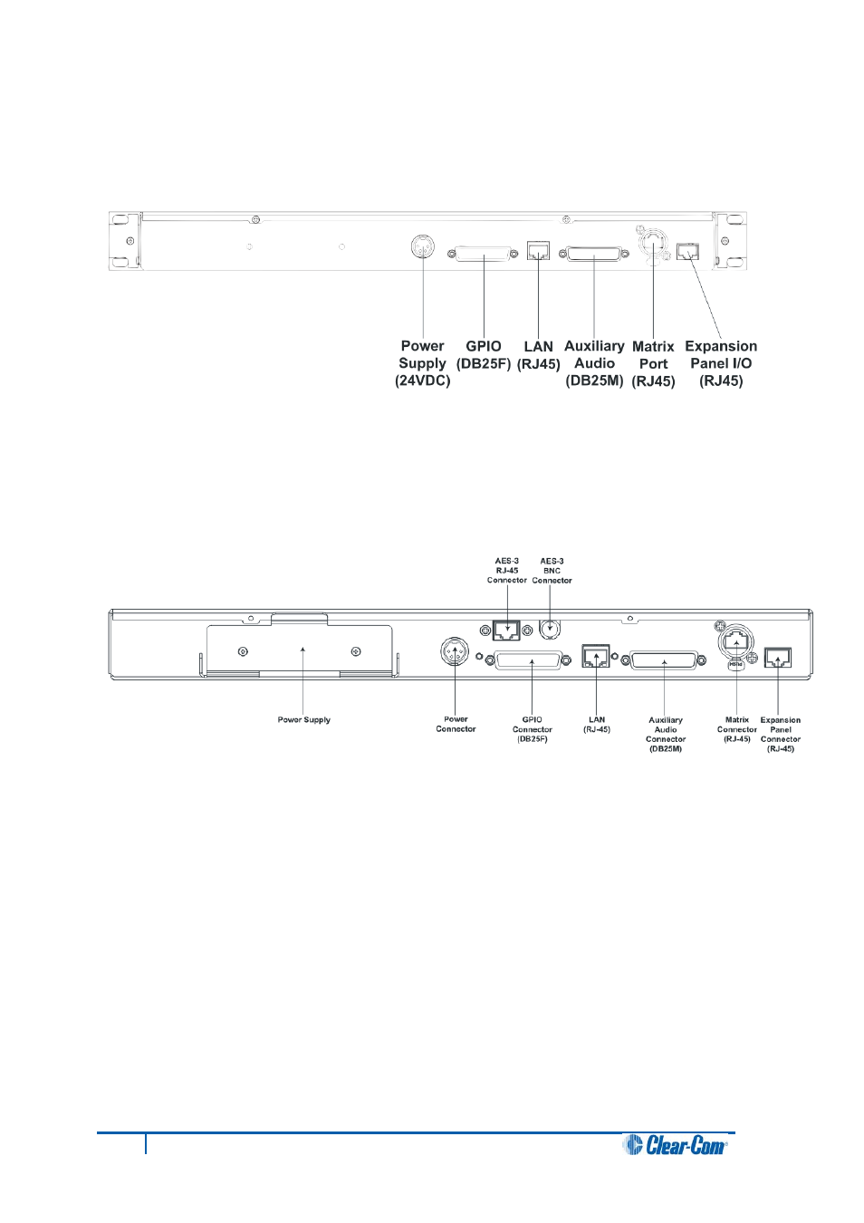 2 v-series main panel rear connectors (aes-3), 3 v-series main panel rear connectors (t-adapter), V-series main panel rear connectors (aes-3) | V-series main panel rear connectors (t-adapter) | Clear-Com V12PDDXY User Manual | Page 137 / 187