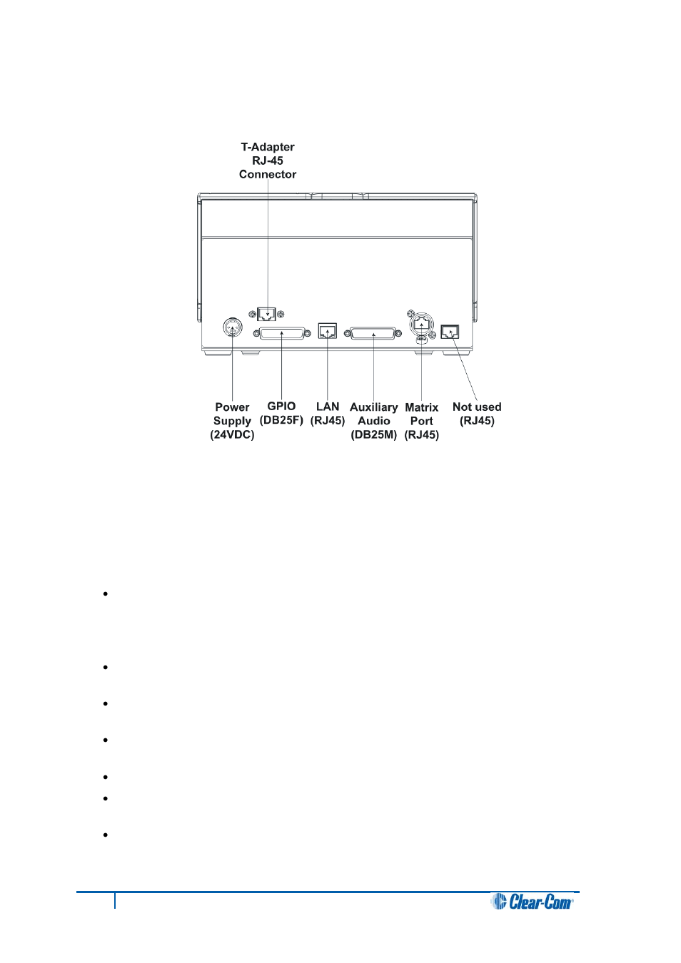 8 mains power cord, V series desktop panel rear connectors (t-adapter), Mains power cord | Clear-Com V12PDDXY User Manual | Page 140 / 187