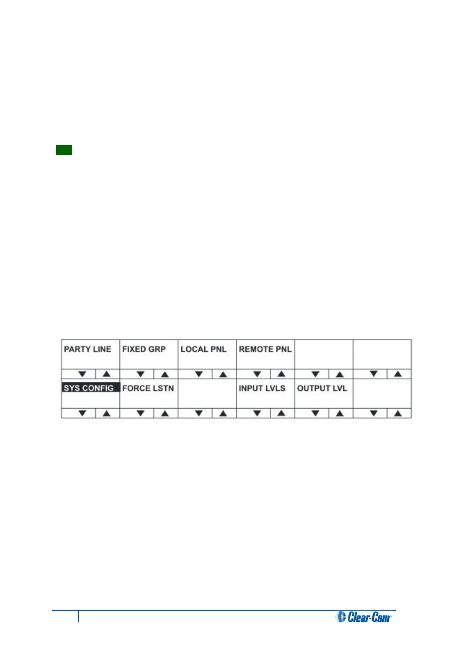 5 reset xpts (reset crosspoints) menu, 6 sys config (system configuration) menu, Reset xpts (reset crosspoints) menu | Sys config (system configuration) menu | Clear-Com V12PDDXY User Manual | Page 66 / 187