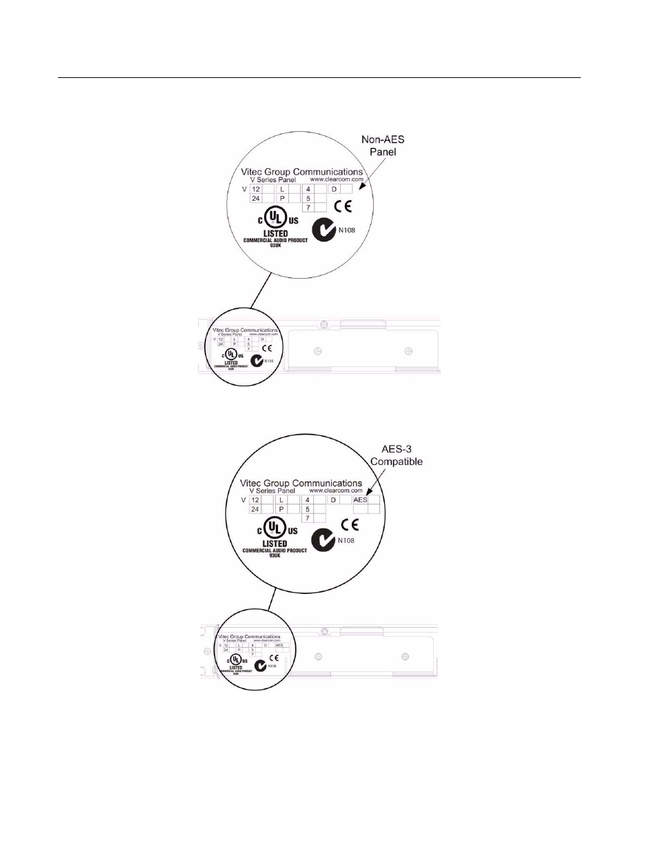 Figure 1: panel cannot be upgraded, Figure 2: panel can be upgraded | Clear-Com V24PDXY User Manual | Page 2 / 22