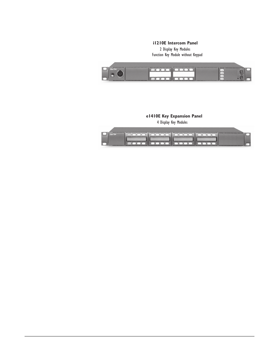 Start-up sequences, Non-display key module start-up sequence, Display key module start-up sequence | Start-up sequences -9, Non-display key module start-up sequence -9, Display key module start-up sequence -9, Figure 1-7 standard panels 2 -9 | Clear-Com i-Series Panels User Manual | Page 19 / 109