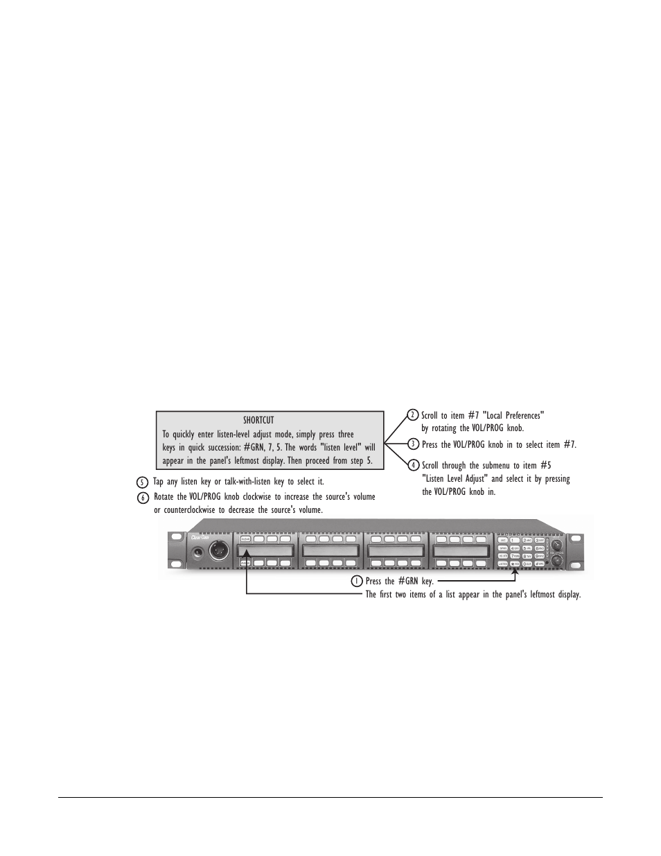 Resetting listen levels to the default level, Resetting listen levels to the default level -21, Figure 1-13 adjusting listen levels method 2 -21 | Clear-Com i-Series Panels User Manual | Page 31 / 109