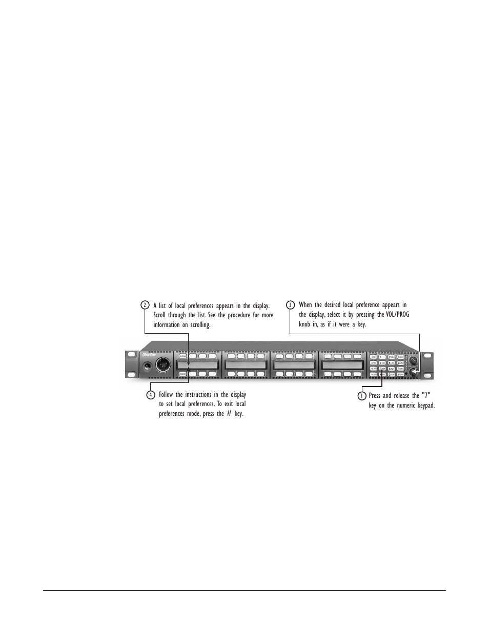 Local preferences (#7 key), Local preferences (#7 key) -10, Figure 3-5 adjusting local preferences -10 | Swap page (#6 key) | Clear-Com i-Series Panels User Manual | Page 50 / 109