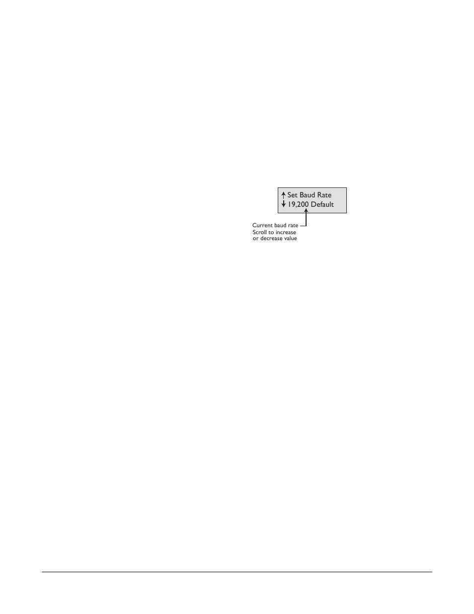 Selecting a feature from the feature menu, Selecting a feature from the feature menu -15, Figure 3-7 submenu of baud rate values -15 | Clear-Com i-Series Panels User Manual | Page 55 / 109