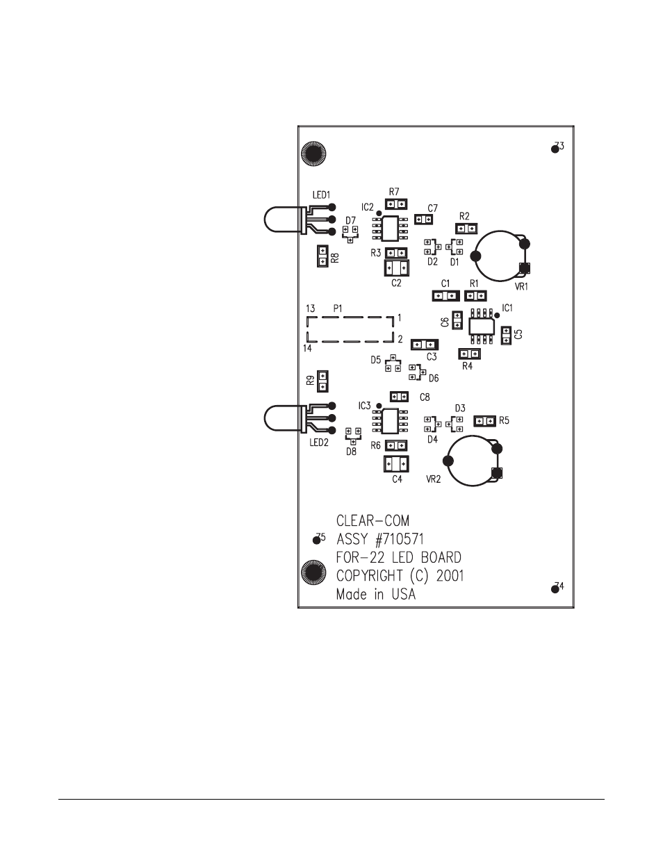 Assembly drawing for for-22 level detect pcb, Assembly drawing for for-22 level detect pcb -4 | Clear-Com FOR-22 User Manual | Page 20 / 28