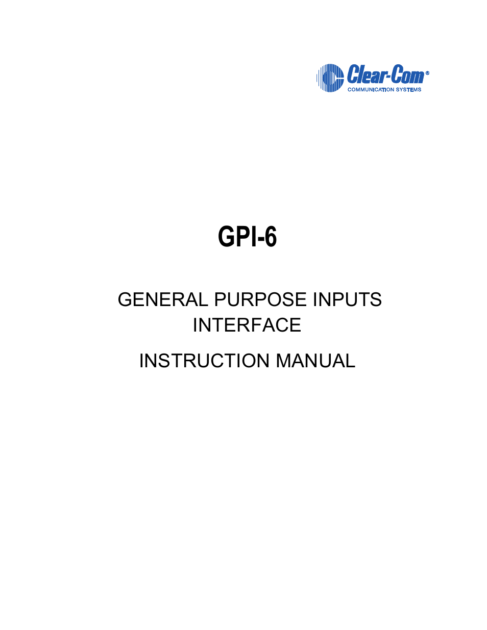 Clear-Com GPI-6 User Manual | 18 pages