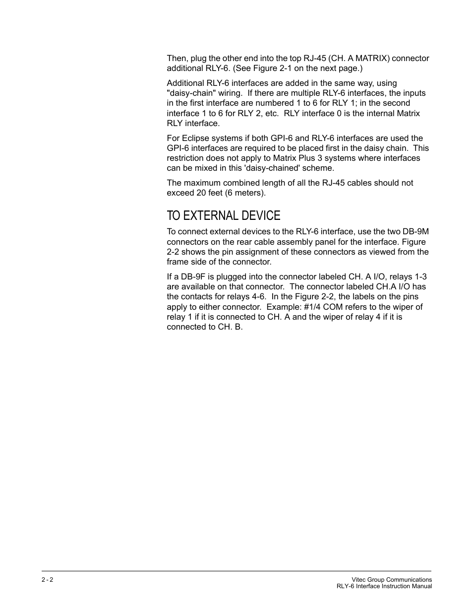 To external device | Clear-Com RLY-6 User Manual | Page 10 / 18